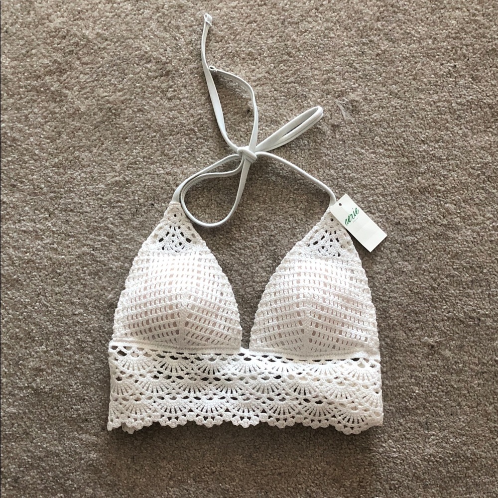 Aerie White Crochet Bikini Top